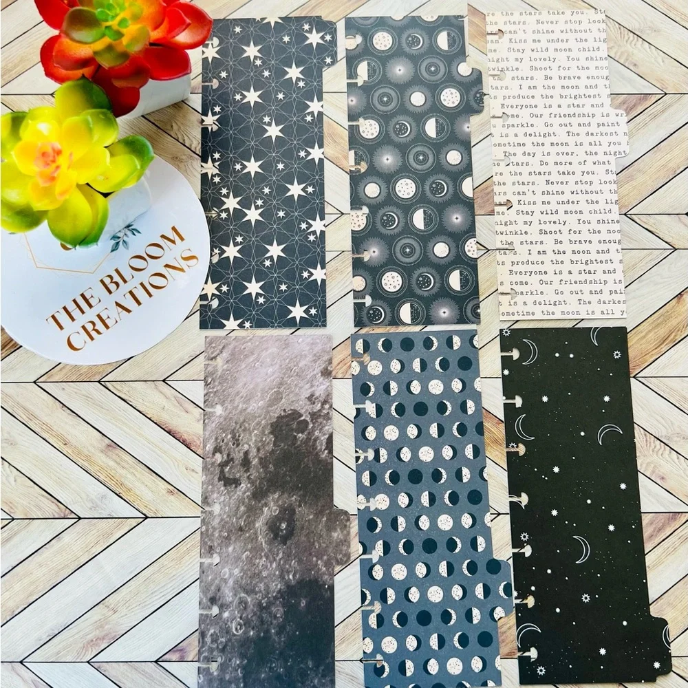 Happy planner skinny mini size weekly layout moon phases constellations stars